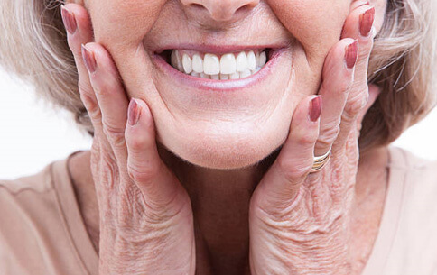 close up of older womans smiles