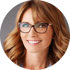 Smiling young woman with glasses