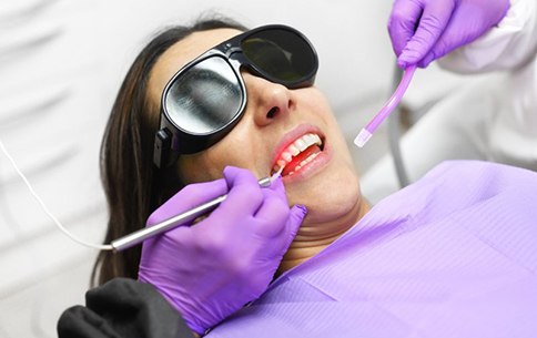 a patient undergoing laser periodontal treatment